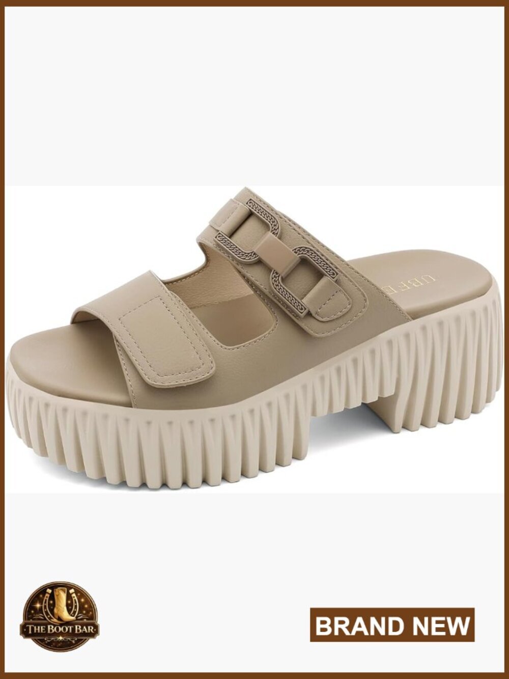 Chunky Wedge Platform Sandals Adjustable Double-Strap Square-Toed